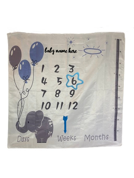 BLUE ELEPHANT BABY MILESTONE BACKDROP