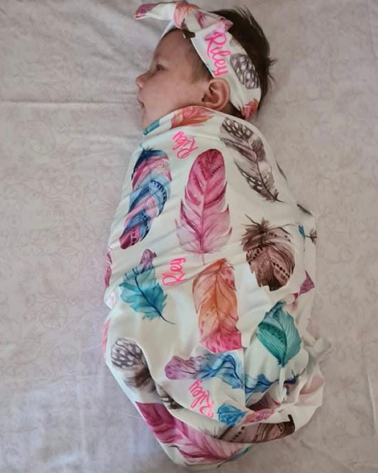 CUSTOM BABY BLANKET + HEADBAND