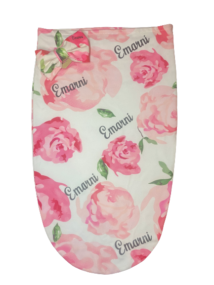 PINK FLORAL BABY SWADDLE + HEADBAND