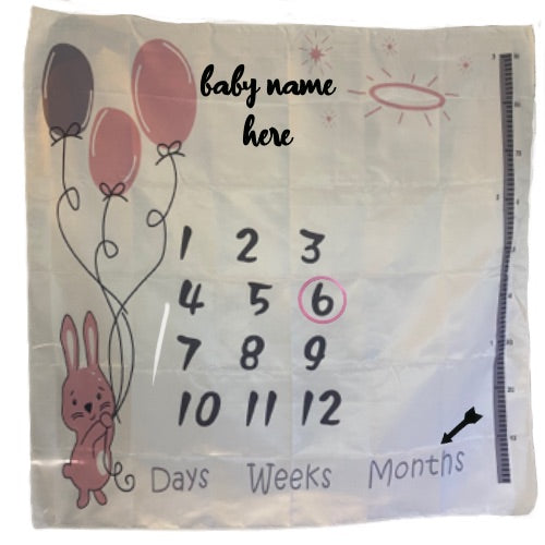 PINK RABBIT BABY MILESTONE BACKDROP