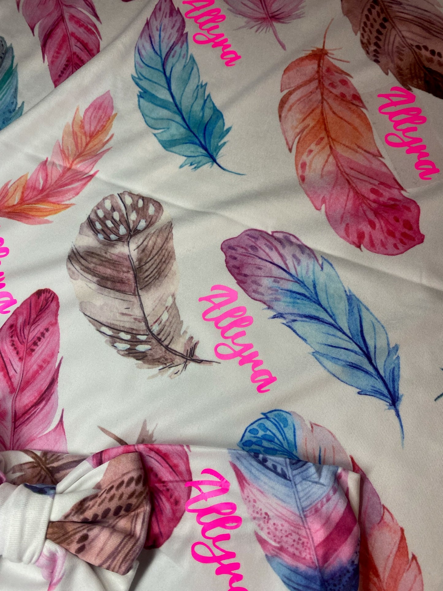 FEATHER BABY BLANKET + HEADBAND